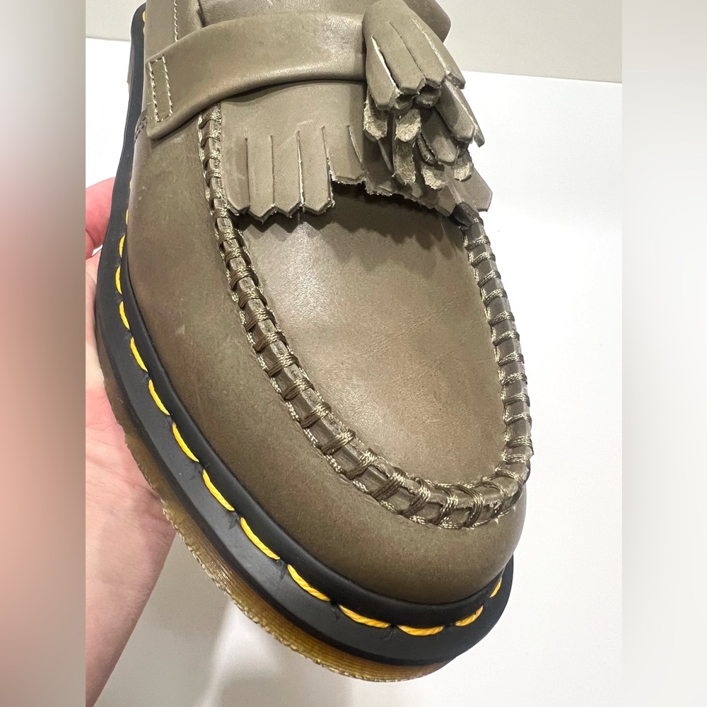 Dr. Martens Men’s Adrian YS Leather Tassel Loafer in Olive Green New - Picture 12 of 16
